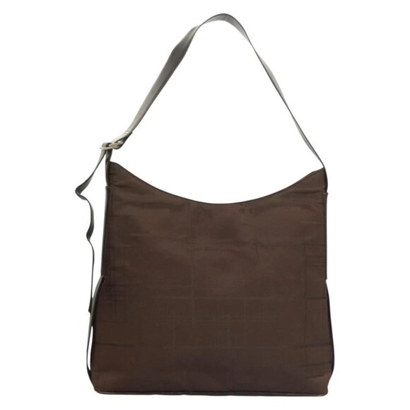 Salvatore Ferragamo Shoulder Bag Nylon Leather Brown Silver Auth - Picture 10 of 16